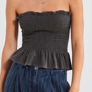Urban Outfitters Smocked Peplum Tube Top